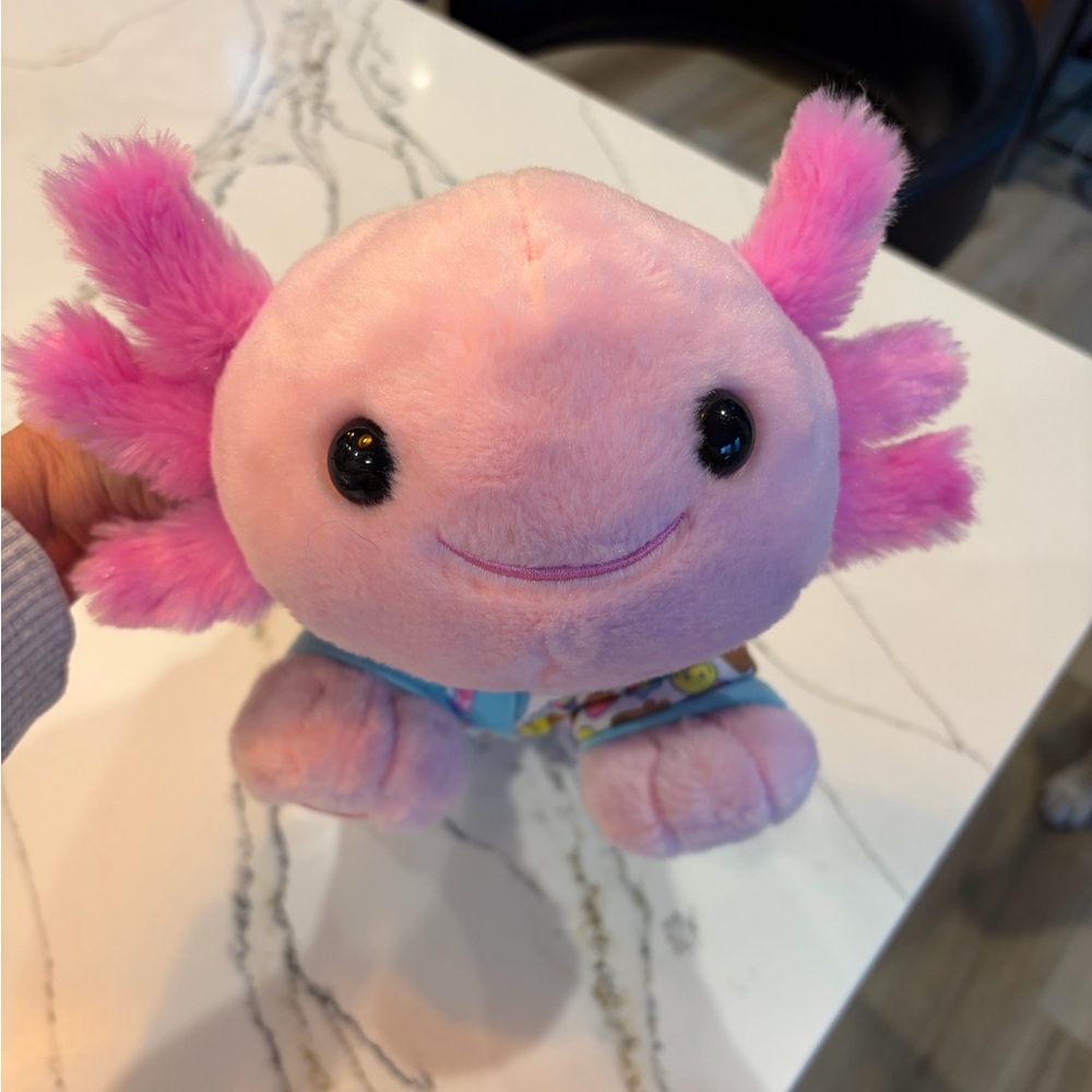 NEW CONDITION BUILD A BEAR AXOLOTL IN CAPYBARA PAJAMAS. 19” Long